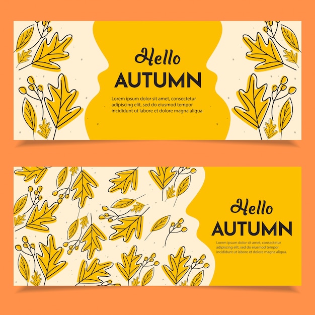 set of happy autumn banner