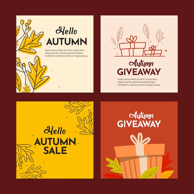 Set di banner di vendita autunno felice