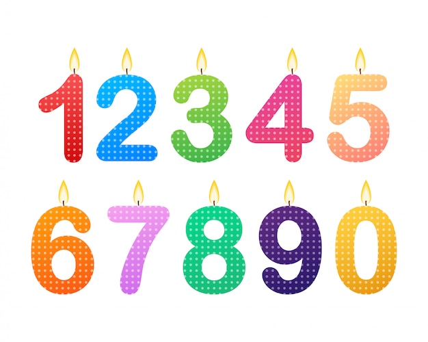 Vector set of happy birthday candle numbers.