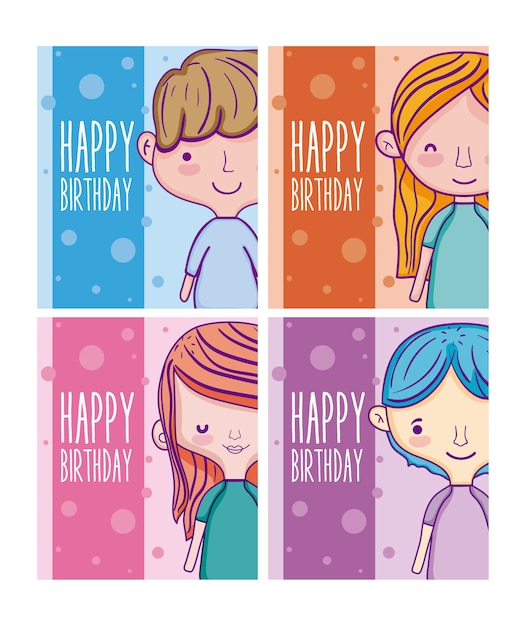 Set of happy birthday cards