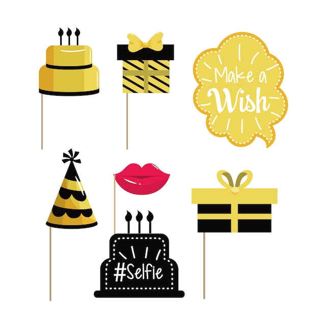 Vector set happy birthday decoration event