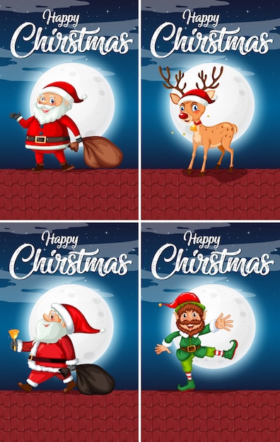 Set of happy christmas cards