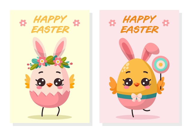 Set of Happy Easter card