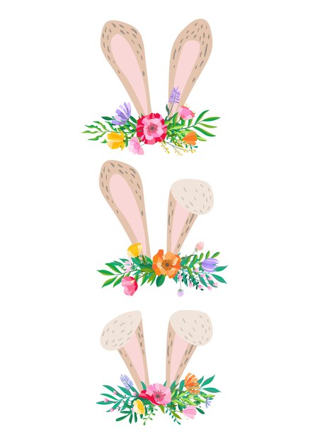 Vector set of happy easter vector illustrations