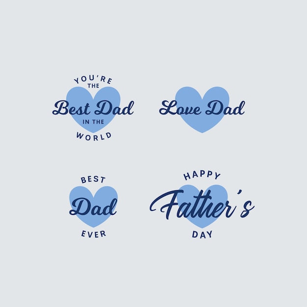 A set of happy fathers day badges best dad love dad