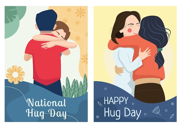 Set happy hug day illustration