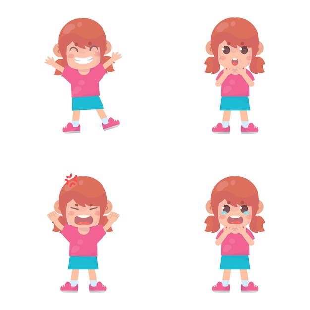 Happy Cute Kid Girl Drawing with Cheerful Expression 1759800 Vector Art at  Vecteezy