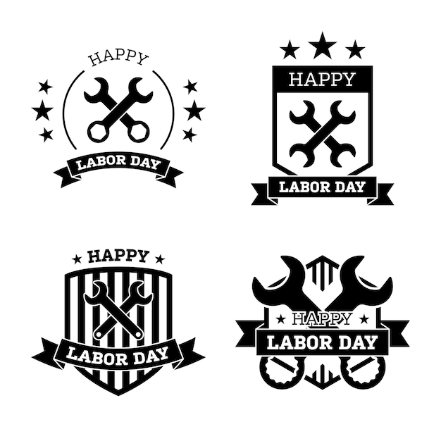 Set of happy labor day banner isolated