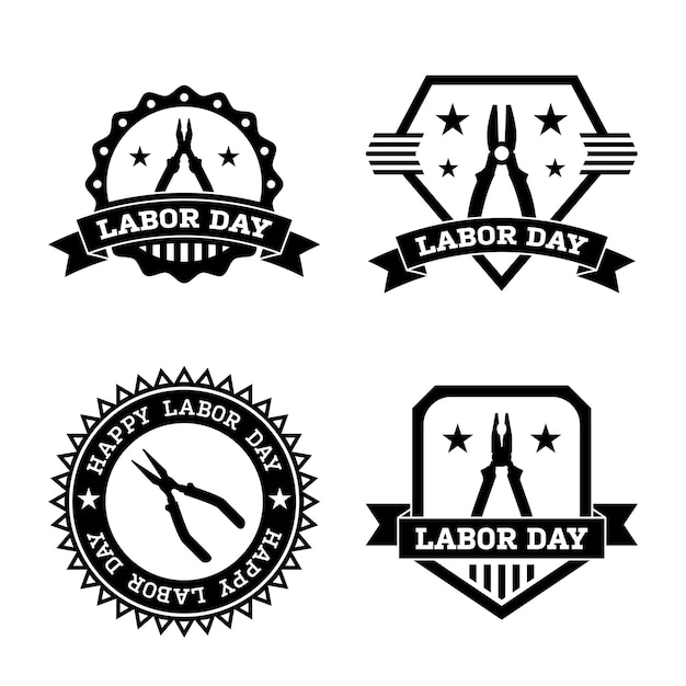 Set of happy labor day banner isolated