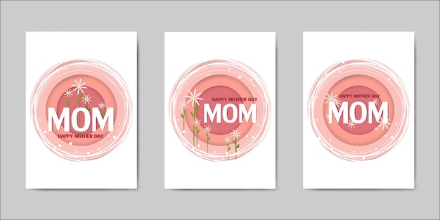 Set di happy mothers day lettering biglietti di auguri