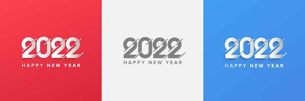 Set of happy new year 2022 square banner template