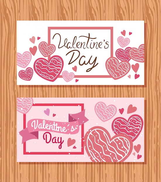 Set of happy valentines day cards