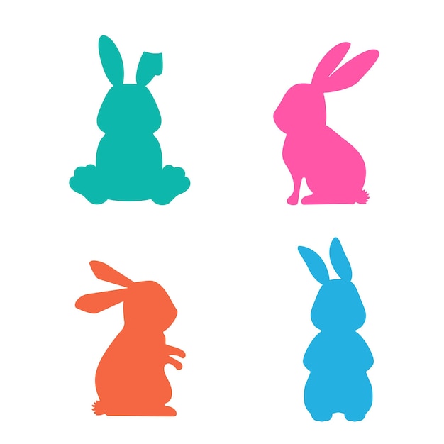 Набор силуэтов зайцев Векторные силуэты кроликов Подходит для креативного дизайна подарков Симпатичные кролики