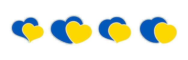 Set harten in oekraïense kleuren