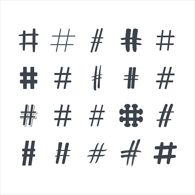 A set of hashtag mark concept design stock illustrations