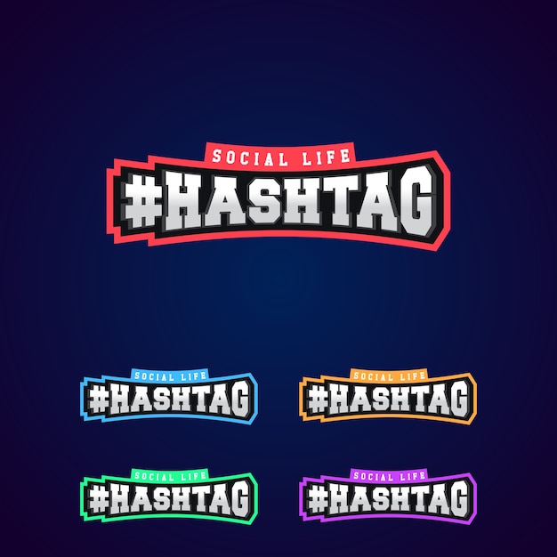 Set di hashtag power tipografia 3d silver o steel metallic premium emblema logo design per t-shirt