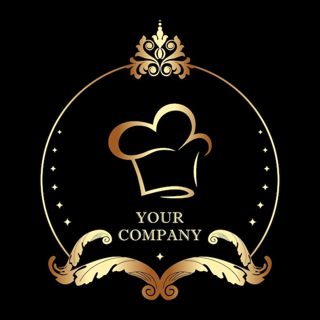 Set hat chef cooking luxury restaurant hotel bakery logo template