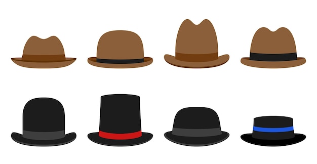 Vector set of hat in flat style isolated