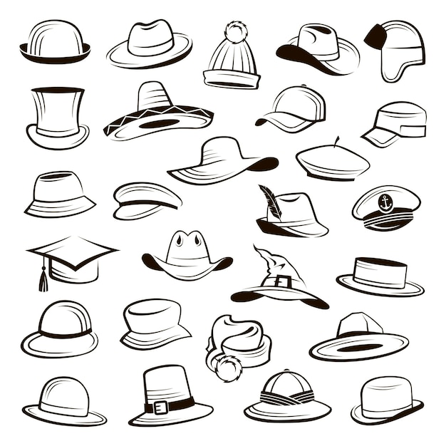 Vector set of hats