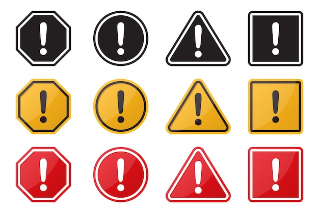 Set of hazard warning attention sign. illustration