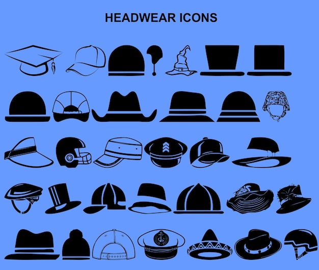 set of headwear icon vector