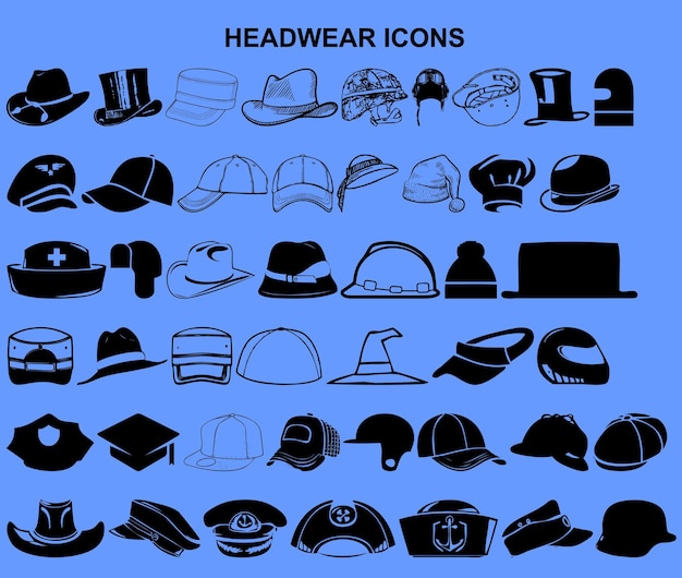 set of headwear icon vector