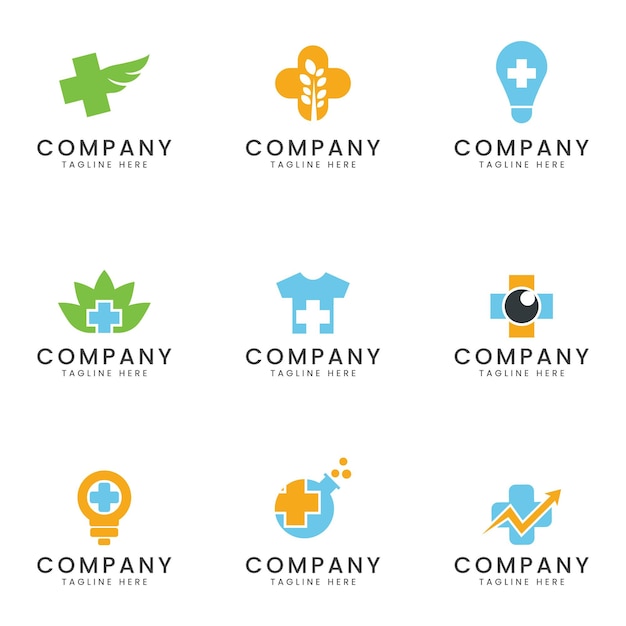 Set of health and medical business logo icon design for multipurpose company