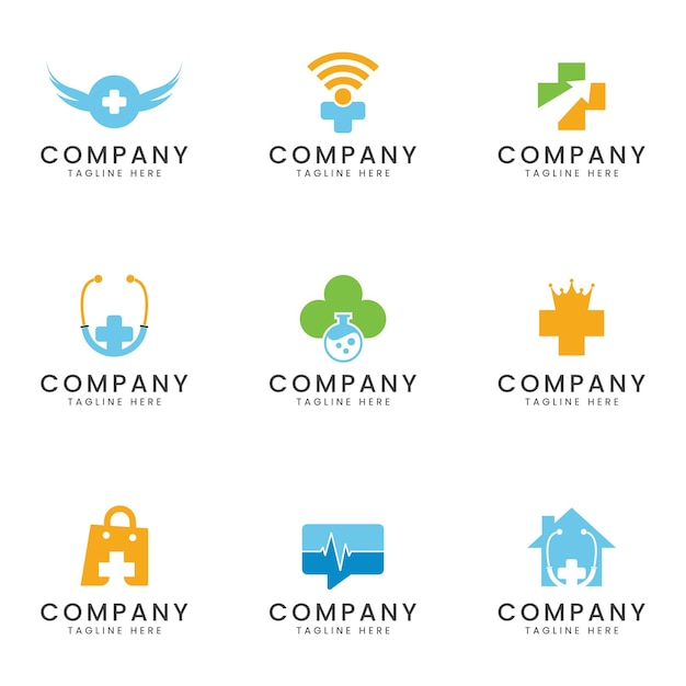 Set of health and medical business logo icon design for multipurpose company