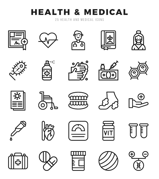 Set of HEALTH MEDICAL icons Vector Illustration