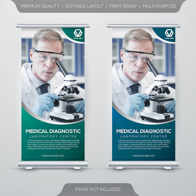 Vector set of healthcare rollup x-banner with simple concept