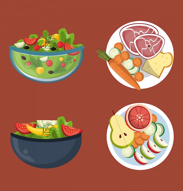 Set of healthy food