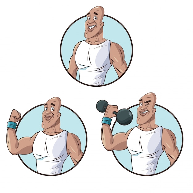 Vector set healthy man athletic muscular vector