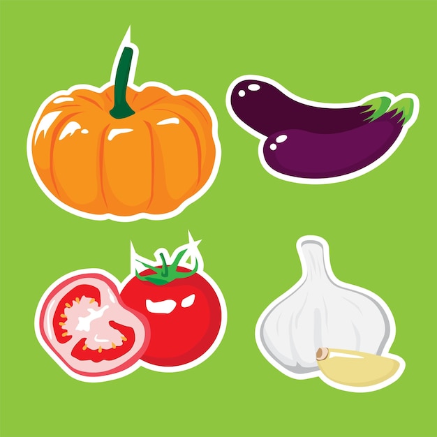 a set of healthy vegetables cartoon