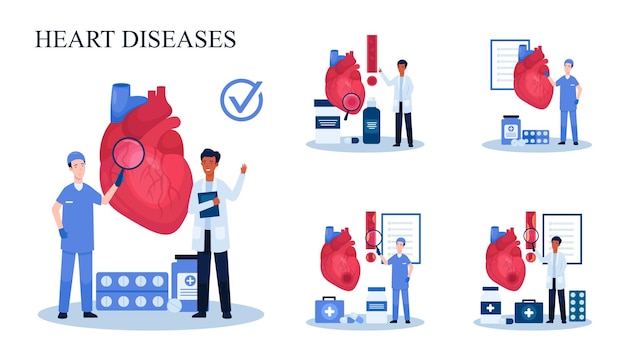 Vector set of heart disease vector illustration