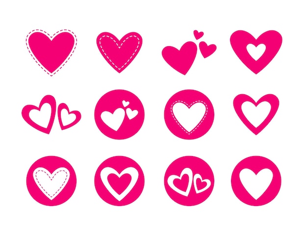 Vector set of heart icon symbol stickers template