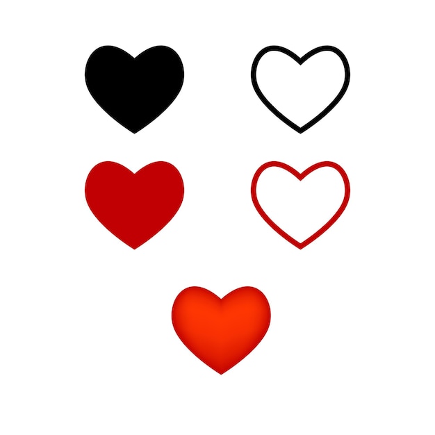 Set of a heart icon vector set heart shape for lovers and apps