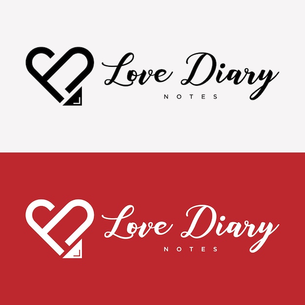 Vettore set heart love pen diary book writing inspiration brand logo design vector