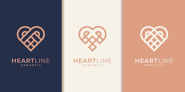 Set of heart shape logo template