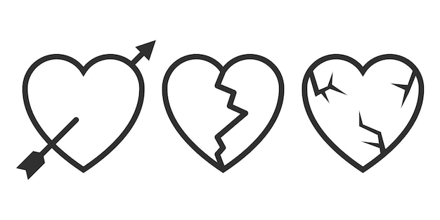 Vector set of heart with arrow line icon vector illustration