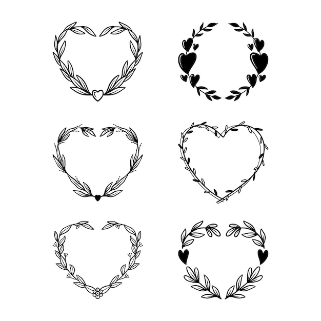 Set of heart wreath vector