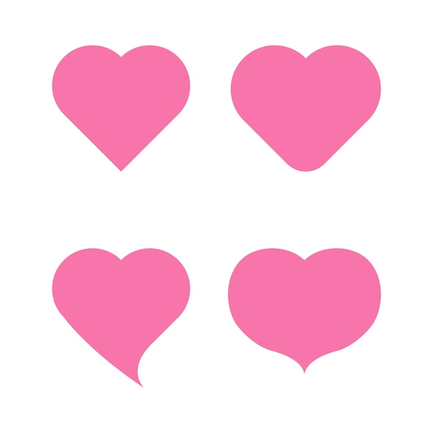 Set of hearth shapes in pink color.love vector illustration