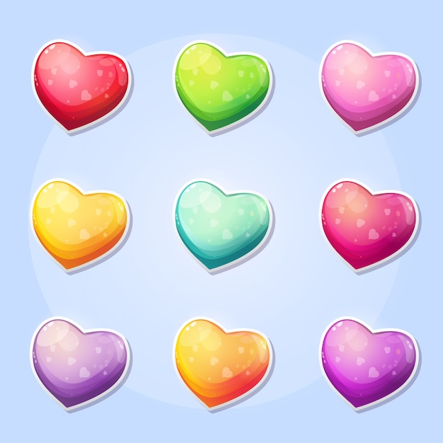 Vector set of hearts for a computer game valentines day