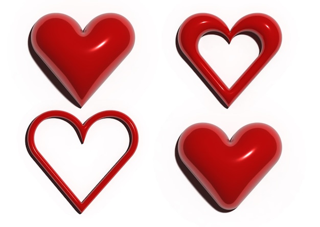 Vector set of hearts with different shapes and puffy effect vector