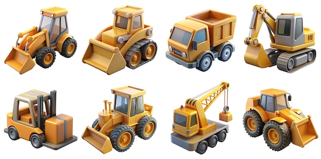 a set of heavy equipment 3d ilustration