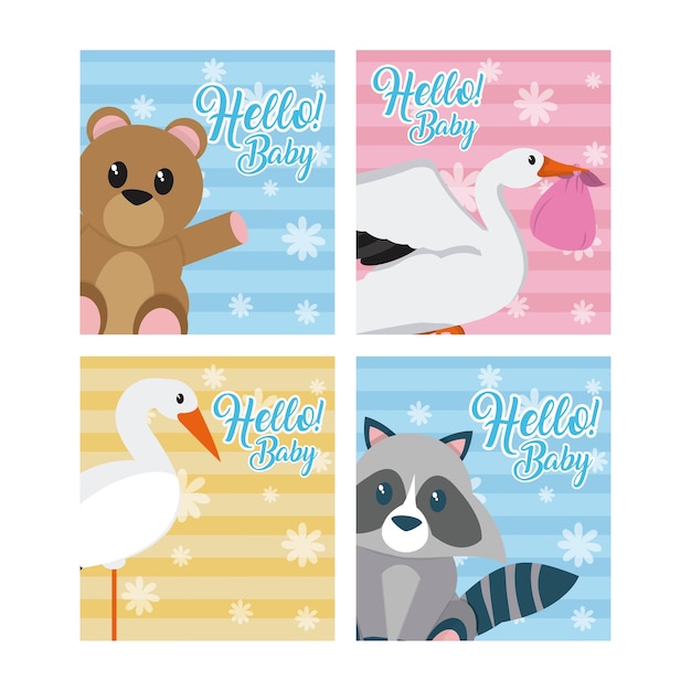 Set of hello baby cards