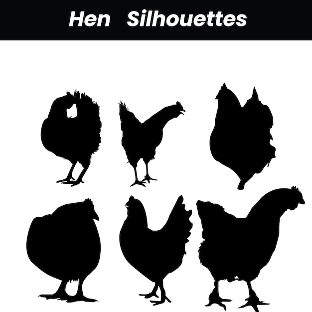 Set di silhouette di gallina