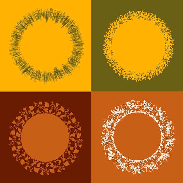 Set of herbal wreaths. frames or borders. vector design elements