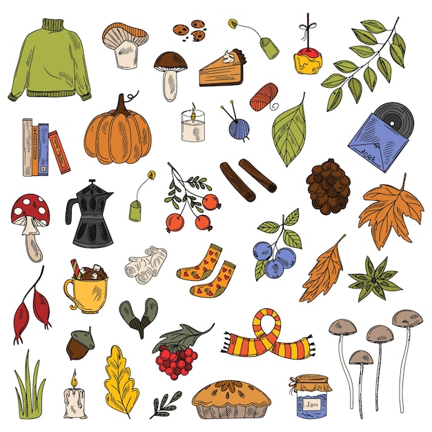 Vector set herfst elementen vectorillustratie