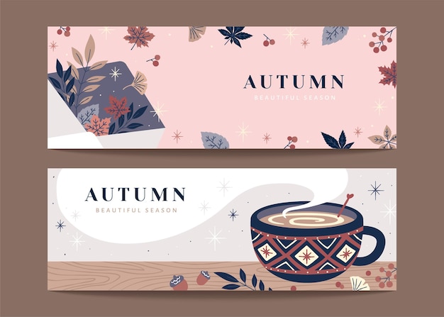 Set herfst hygge banners