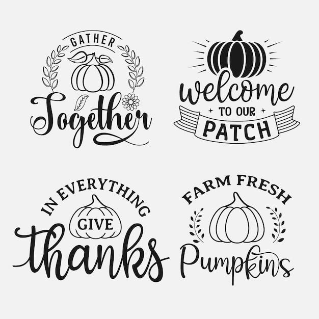 Set herfstbelettering herfstcitaat voor print tshirt poster en kaart